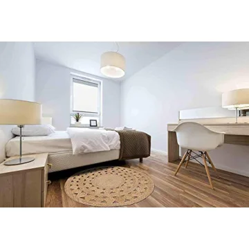 Natural 4' Round Handwoven Jute Area Rug for Home Decor