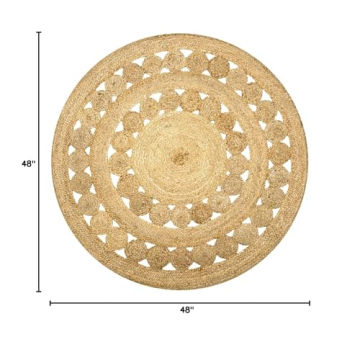 Natural 4' Round Handwoven Jute Area Rug for Home Decor