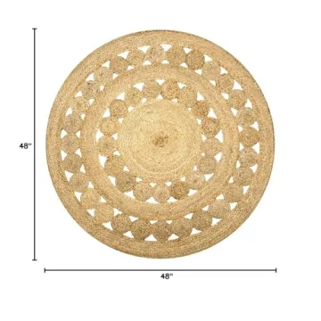 Natural 4' Round Handwoven Jute Area Rug for Home Decor