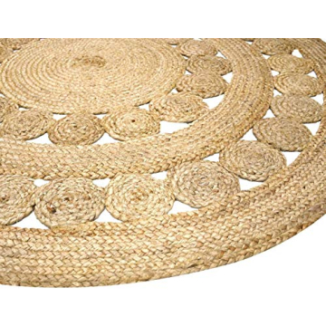 Natural 4' Round Handwoven Jute Area Rug for Home Decor