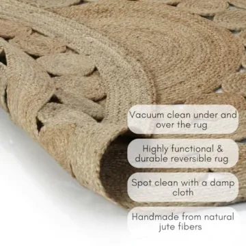Natural 4' Round Handwoven Jute Area Rug for Home Decor
