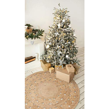 Natural 4' Round Handwoven Jute Area Rug for Home Decor