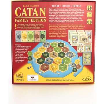 CATAN Family Edition Board Game - Embark on a Quest for Settlement! Strategy Game for Kids & Adults, Ages 10+, 3-4 Players, 60 Minute Playtime, Made by CATAN Studio