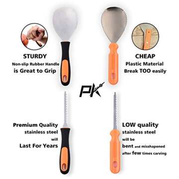 7Felicity Professional Halloween Pumpkin Carving Kit, Anti-Slip Rubber Handle, 9 Piece Stainless Ste...