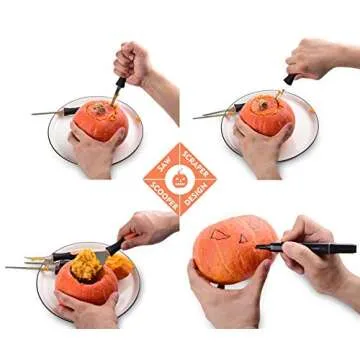 7Felicity Professional Halloween Pumpkin Carving Kit, Anti-Slip Rubber Handle, 9 Piece Stainless Steel Pumpkin Carving Tools Knife Set for Halloween DIY Decoration, with Storage Bag