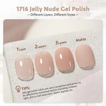 GAOY Jelly Nude Gel Nail Polish, 16ml Sheer Natural Translucent Gel Polish, UV Light Cure for Nail A...