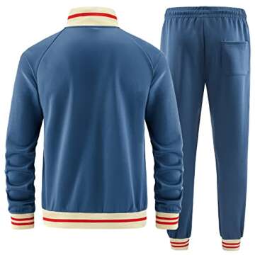 dioxoib Track Suits for Men Set 2 Piece Tracksuits Mens Sweatsuits Sets Jogging Two Piece Outfits Athletic Clothes Jogger Sweat Suits Running Sport leisure Clothing Blue Ai-TZ004-M