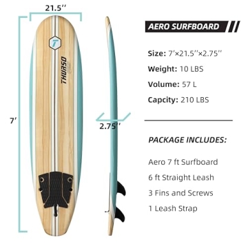 THURSO SURF Aero 7ft Soft Top Foam Beginner Surfboard