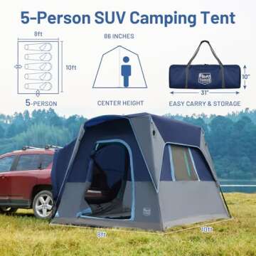 TIMBER RIDGE 5 Person SUV Tent with Movie Screen Weather Resistant Portable for Car SUV Van Camping,...