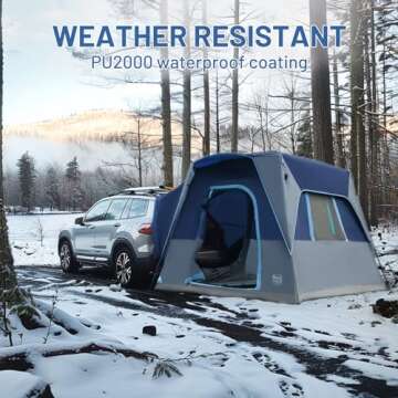TIMBER RIDGE 5 Person SUV Tent with Movie Screen Weather Resistant Portable for Car SUV Van Camping, Includes Rainfly and Storage Bag, 10' W X 8' L X 7.1' H Blue