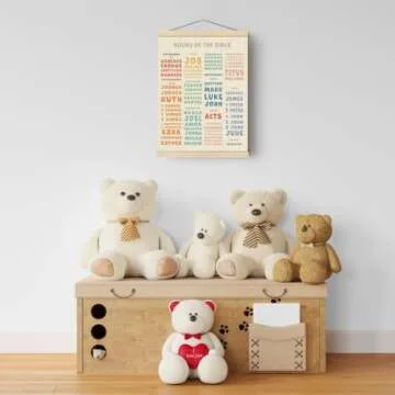 Boat Wades Bible Books Hanging Art,Christian Homeschool Art,Books of the Bible Poster Hanger Frame,Bible Class Decor for Learning,Christian Educational Wall Art Decor for Christian Church Preschool,12x16