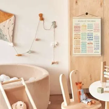 Boat Wades Bible Books Hanging Art,Christian Homeschool Art,Books of the Bible Poster Hanger Frame,Bible Class Decor for Learning,Christian Educational Wall Art Decor for Christian Church Preschool,12x16