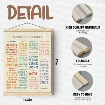 Boat Wades Bible Books Hanging Art,Christian Homeschool Art,Books of the Bible Poster Hanger Frame,Bible Class Decor for Learning,Christian Educational Wall Art Decor for Christian Church Preschool,12x16