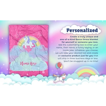 Personalized Magical Rainbow Unicorn Blanket for Kids