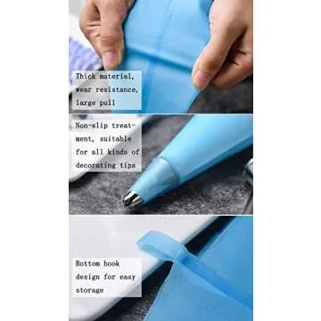 Reusable Piping Bags Set, Silicone Pastry Bags Cake Decorating Bags Frosting Piping Kit Baking Tools Cake Decorating Supplies with 3X(12’’+14’’+16’’) Silicone Bags, 9 Icing Tip Couplers, 9 Bag Ties