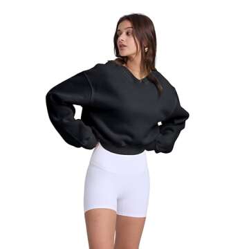 Hatant Women's Acid Wash Hoodie - Stylish Crop Sweatshirt