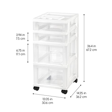 IRIS USA 4-Drawer Plastic Rolling Storage Cart