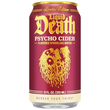 Liquid Death Psycho Cider Apple Cider-Flavored Sparkling Water 12-Pack (12oz) Low Calorie & No Artif...