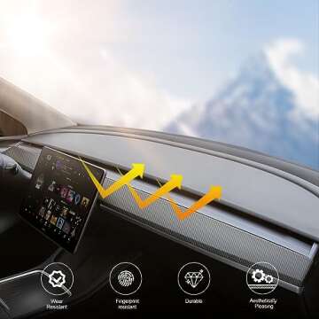 BMZX Tesla Model Y Dash Wrap Door Trim ABS Carbon Fiber Pattern Matte Dashboard Cover Cap Interior Decoration Wrap Kit Tesla Model Y 2021 2022 2023-1PCS