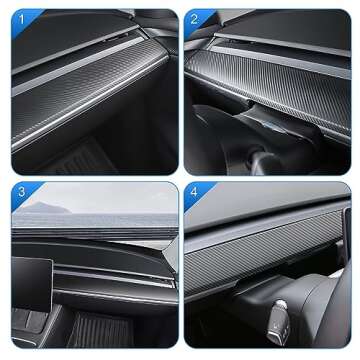BMZX Tesla Model Y Dash Wrap Door Trim ABS Carbon Fiber Pattern Matte Dashboard Cover Cap Interior Decoration Wrap Kit Tesla Model Y 2021 2022 2023-1PCS