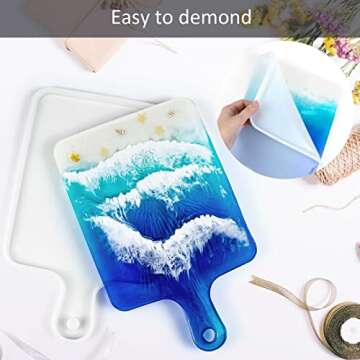 IKEPAHOK Resin Silicone Tray Molds, Epoxy Casting Mold for DIY Large Rectangle Serving Cutting Board with Handle, Kitchen Essential for Home Decoration and Crafting