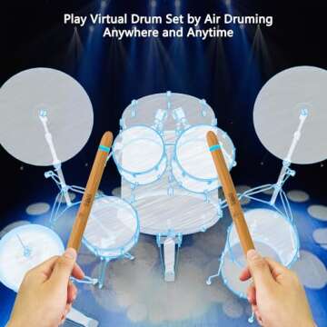Virtual Electric Drumsticks Air Drum Sticks 4rd Gen., Air Drum with Drumsticks, Pedals, Bluetooth an...