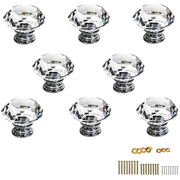 Sumnacon 8 Clear Crystal Glass Door Knobs for Cabinets