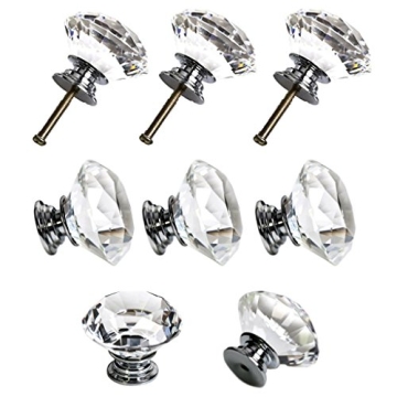 Sumnacon 8 Clear Crystal Glass Door Knobs for Cabinets