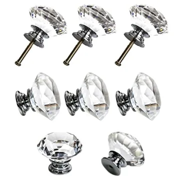 Sumnacon 8 Clear Crystal Glass Door Knobs for Cabinets