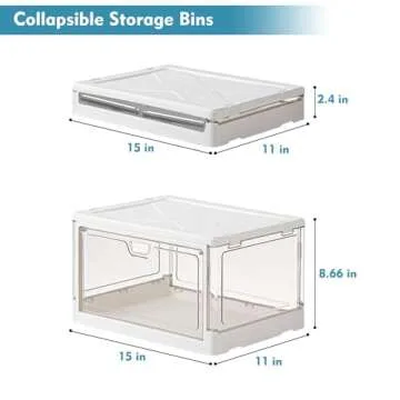 Clear Storage Bin with Lid 3 Pack 【Stackable & Sturdy】Plastic Multifunctional Folding Storage Bins for Bedroom, Living Room, Study, Toy Room, 23 QT Folding Box with Magnetic door