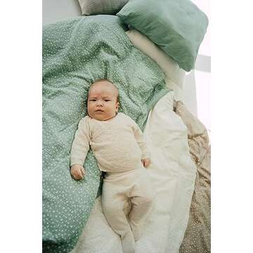 TISU Baby Crib Duvet Cover Soft Muslin Mint Dot Bedding