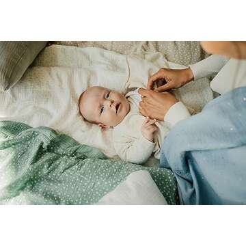 TISU Baby Crib Duvet Cover Soft Muslin Mint Dot Bedding