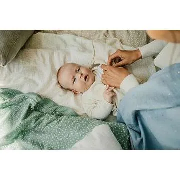 TISU Baby Crib Duvet Cover Soft Muslin Mint Dot Bedding