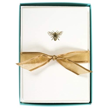 Graphique Bee La Petite Presse Boxed Notecards - 10 Embellished Gold Foil Blank Cards with Matching ...