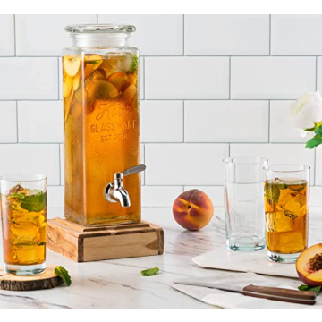 Stylish KooK Glass Drink Dispenser with Steel Spigot