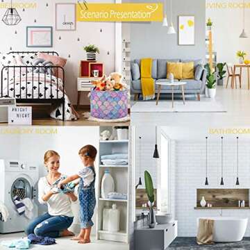 visesunny Storage Basket Magic Mermaid Scale Nursery Hamper Basket Clothes Toy Storage Organizer Bin Box Collapsible Laundry Bag for Kid Room,Playroom,Bathroom,Living Room,Dorm,Office