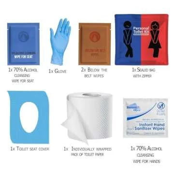 Personal Toilet Kit To Go – 10 Pack | Disposable Public Restroom Kit with Hygiene Essentials