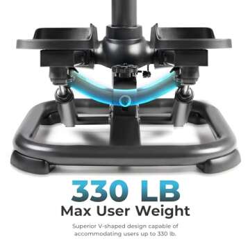 Sunny Health & Fitness Duo Function Premium 330 LB Capacity Power Stepper with Resistance Bands, Spa...