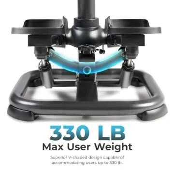 Sunny Health & Fitness Duo Function Premium 330 LB Capacity Power Stepper with Resistance Bands, Spa...