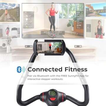 Sunny Health & Fitness Duo Function Premium 330 LB Capacity Power Stepper with Resistance Bands, Space-Saving Low Impact Peddle w SunnyFit® App Enhanced Connectivity - SF-S021055