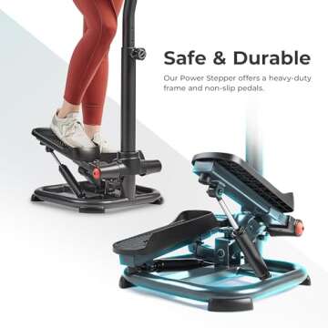 Sunny Health & Fitness Duo Function Premium 330 LB Capacity Power Stepper with Resistance Bands, Space-Saving Low Impact Peddle w SunnyFit® App Enhanced Connectivity - SF-S021055