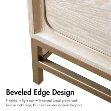 Transitional Solid Wood Nightstand with Gold Legs