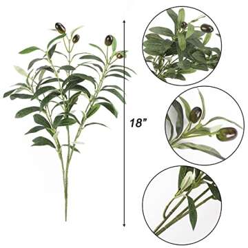 JPSOR 8pcs Artificial Olive Branches for Vases Greenery Stems Faux Olive Branches Garland Artificial...
