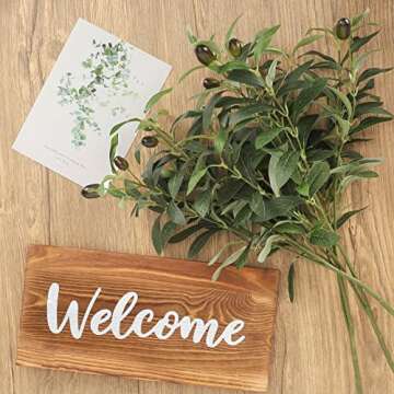 JPSOR 8pcs Artificial Olive Branches for Vases Greenery Stems Faux Olive Branches Garland Artificial Olive Tree Branches Stems 18 Inch Fake Plants Fruits for Home Office Indoor Decor DIY Wreaths