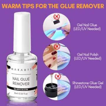 Makartt Nail Glue with Glue Remover Kit, Super Strong Nail Glue 7ML for Acrylic Nails Press On Nails,10ML Glue Off Fake Nails, Remover for Super Glue, Nail Polish Easy Application Nail Art Supplies