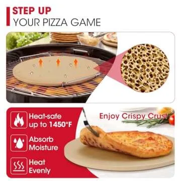 Unicook 15 Inch Round Pizza Stone for Oven and Grill, Oven Baking Stone for Bread, Cordierite Pizza Pan for Baking Crispy Bread, Pie and Cookies, Includes Carry Rack and Dough Scraper