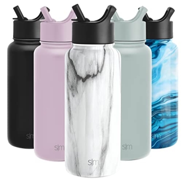 Simple Modern Water Bottle with Straw Lid Vacuum Insulated Stainless Steel Metal Thermos Bottles | R...