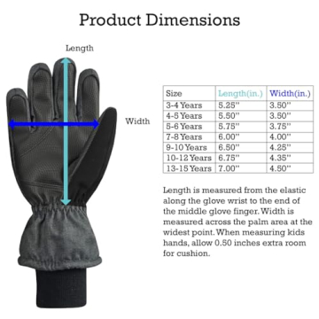 N'Ice Caps Kids Waterproof Winter Thinsulate Warm Gloves (Black, 7-8 Years)