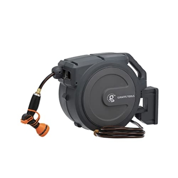 Giraffe Tools Hose Reel 1/2‘’ 78 ft, Heavy Duty Retractable Garden Hose Reel with Any Length Loc...