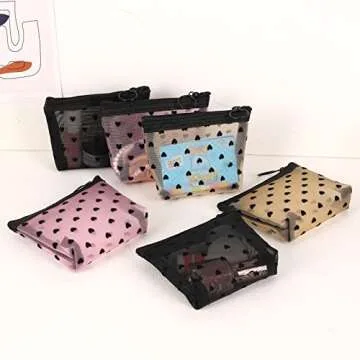MHDGG Mini Mesh Makeup Bags - 6 Stylish Pouches for Travel